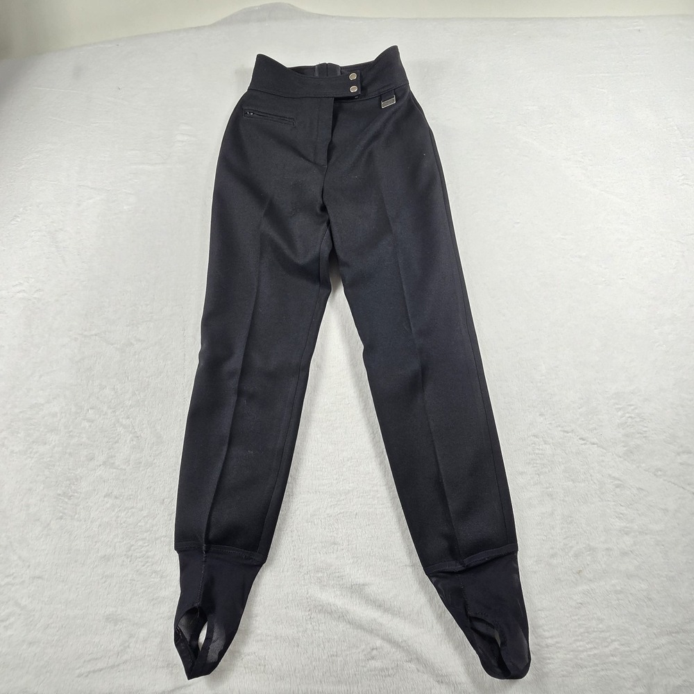 Vintage White Stag Skiwear Pants Women's Size 10 Black Nylon Stirrup Snow USA